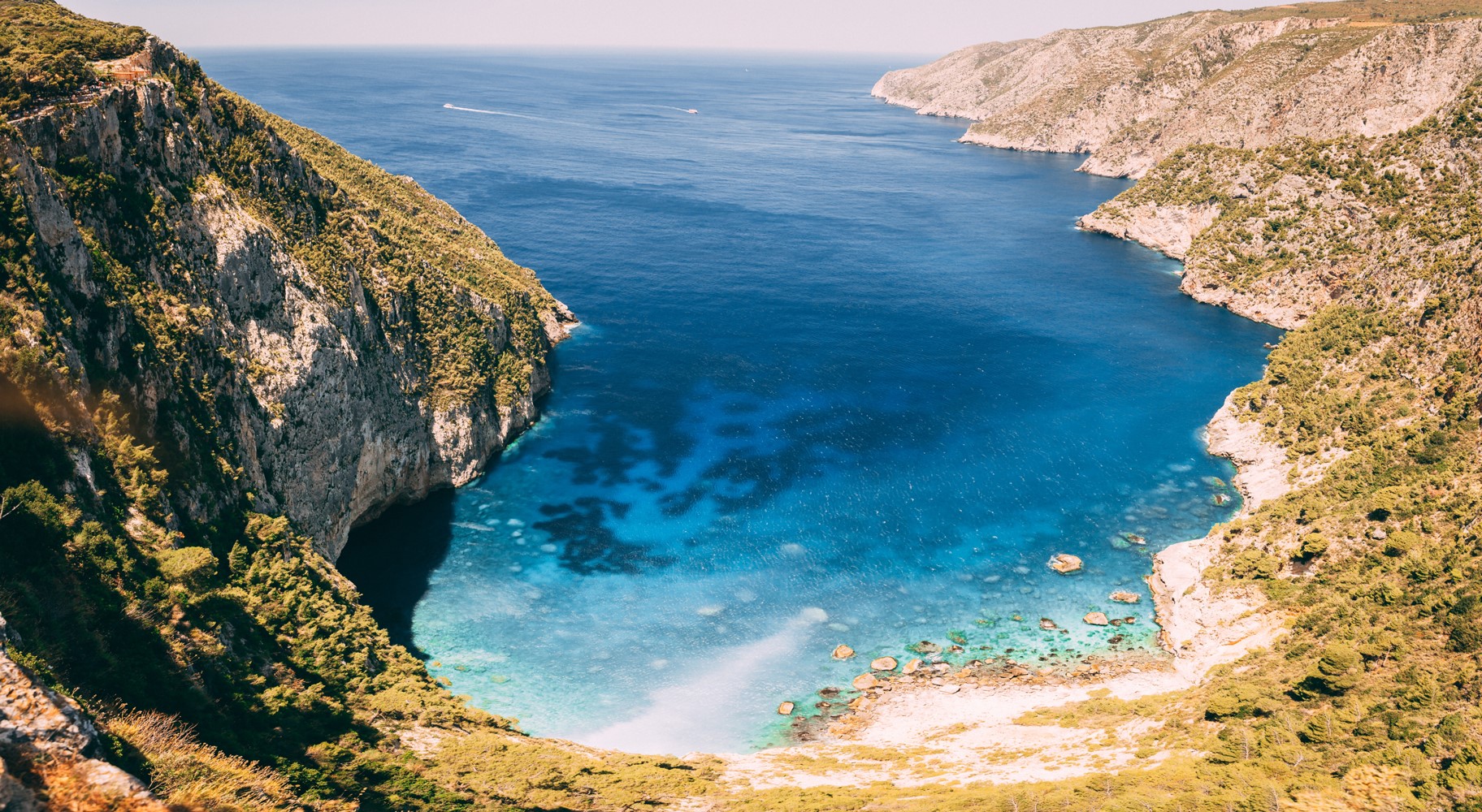 Steep sided turquoise bay