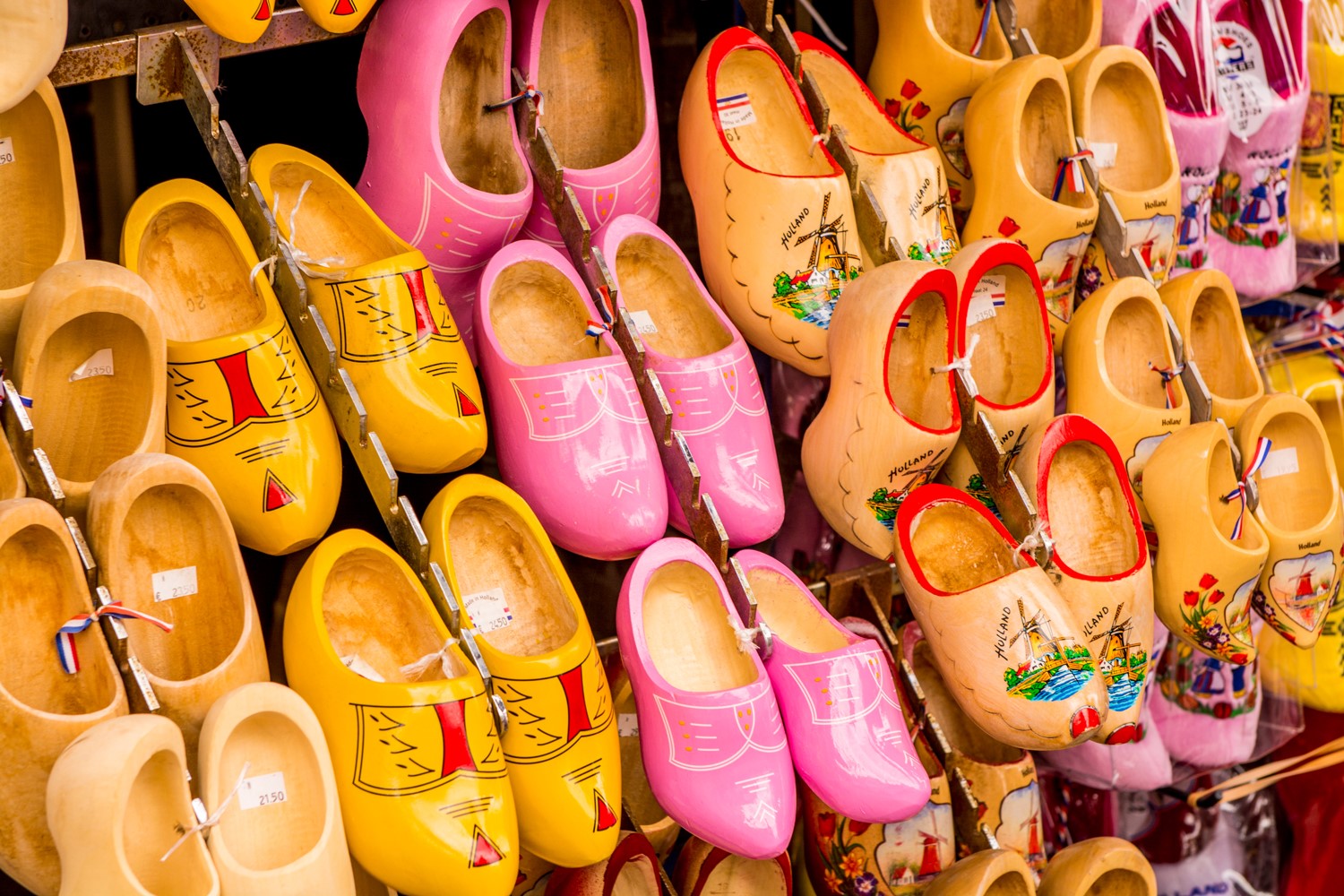 Yellow and Pink Wooden Clogs