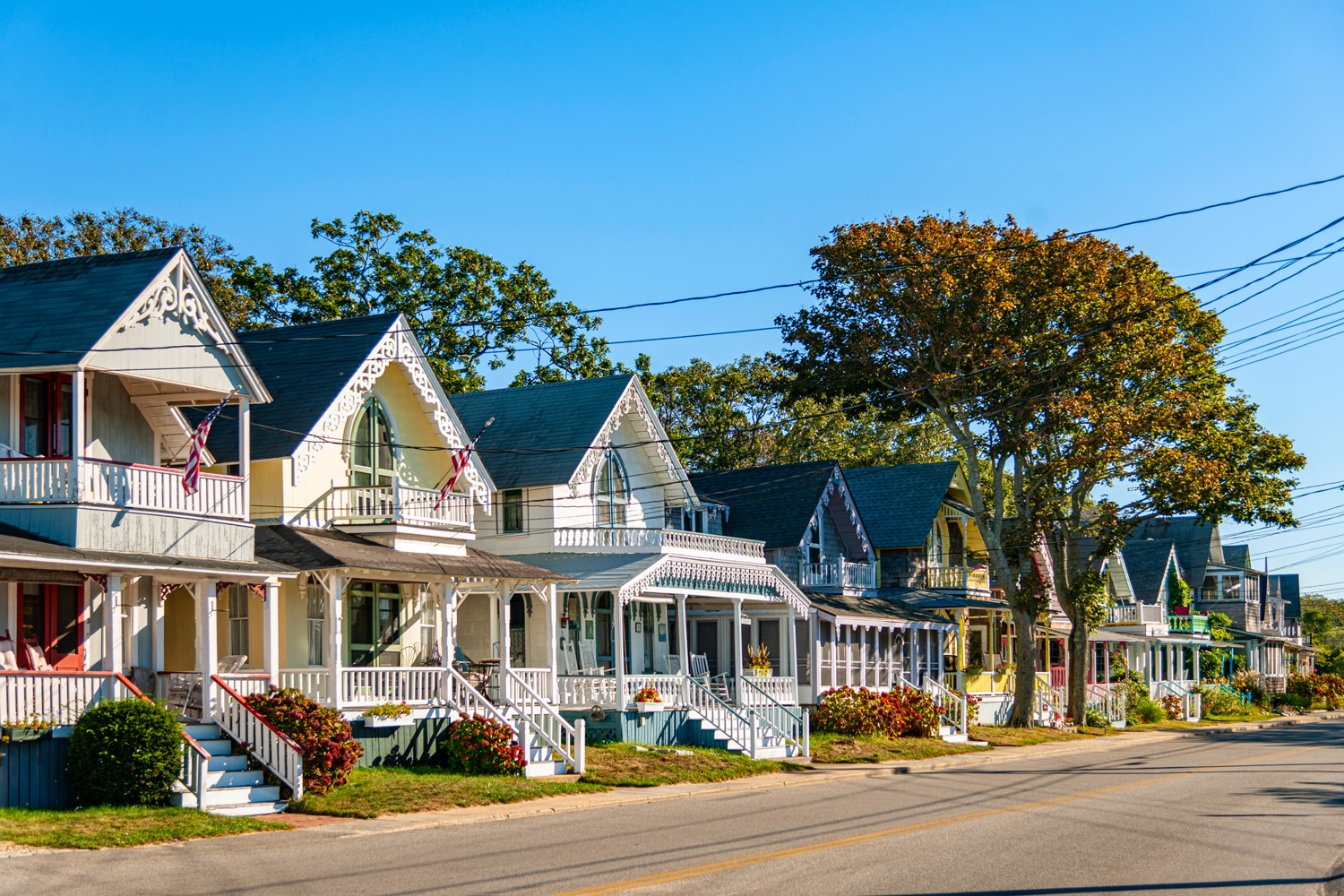 Colorful houses along a street