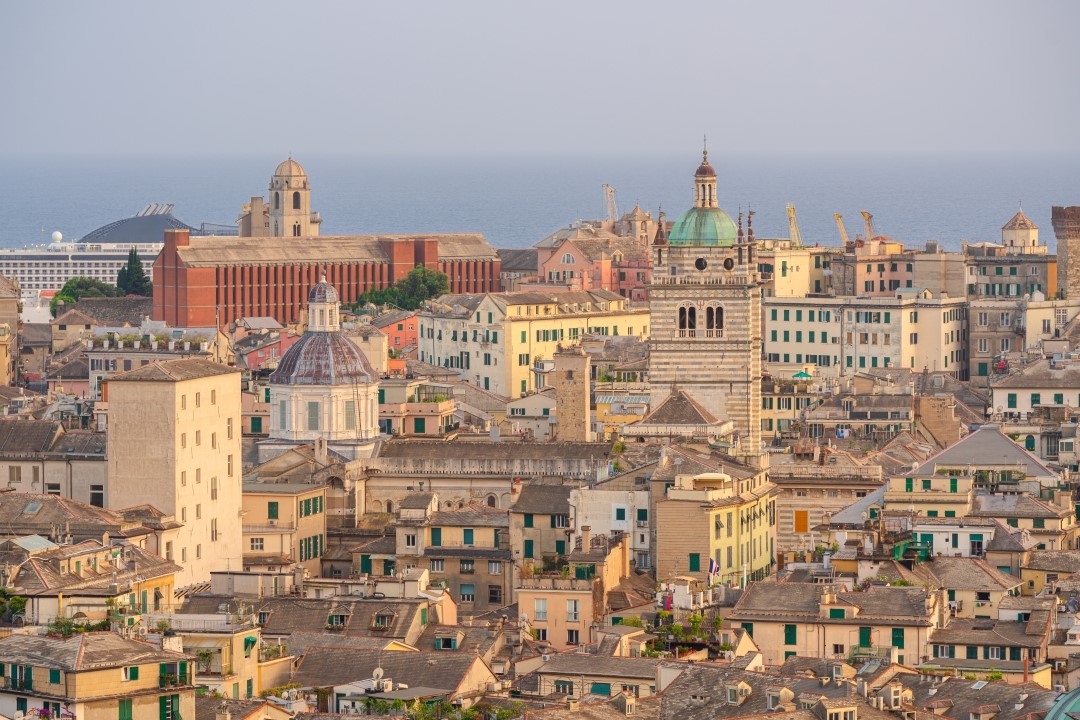 Italy Genoa Old Town Harbor Skyline