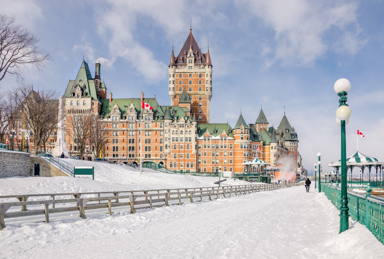 Castle style hotel in snow