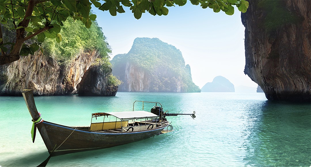 Canoe at the edge of a cavern